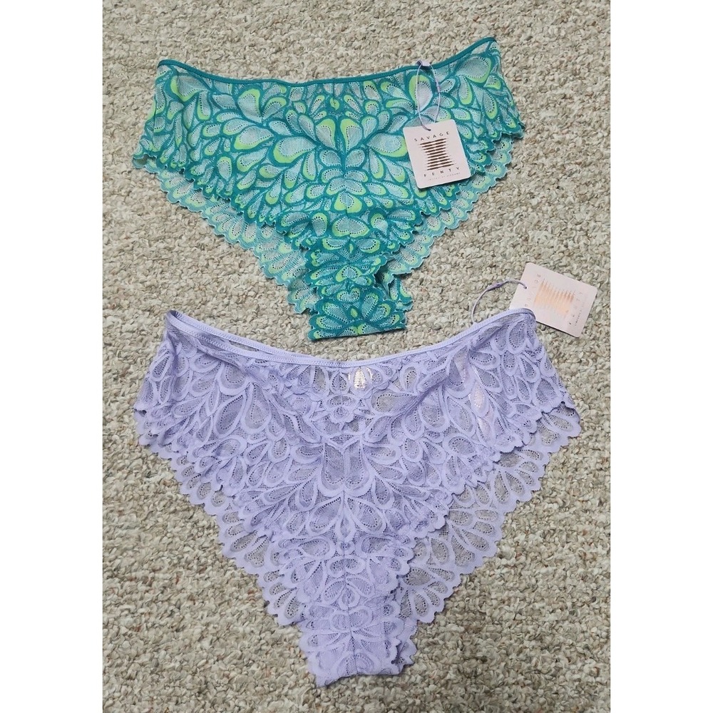 Savage X Fenty Womens 1X Lot of 2 Sorry Not Sorry Lace Cheeky Panties NWT